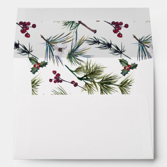 Red Poinsettia Floral Christmas for 5x7 card Envelope (Back (Bottom))