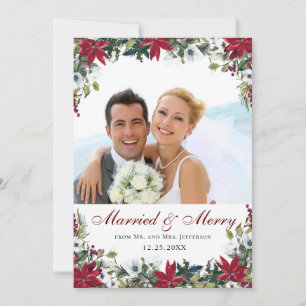 Red Poinsettia Floral Christmas PHOTO Thank You