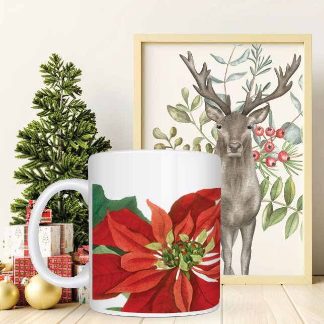Red Poinsettia Floral Large Coffee Mug (Creator Uploaded)