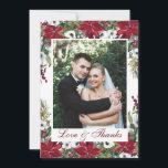 Red Poinsettia Floral PHOTO Wedding Thank You Card<br><div class="desc">Red Poinsettia Floral PHOTO Wedding Thank You Card.
For further customisation,  please click the "Customise" link and use our edit tool to edit this template. 
If you need any customisation or matching items,  please contact me.</div>