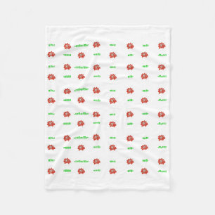 Red Poinsettia Flower and Green Holiday Blanket