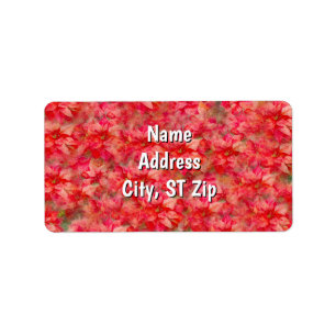Red Poinsettia Flower Art Personal Address Label