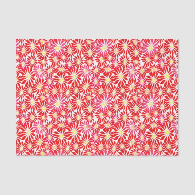 Red Poinsettia Flower Pattern Tissue Paper (Front)