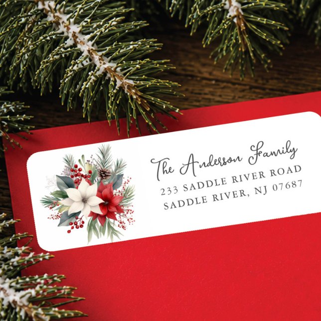 Red Poinsettia Flower Return Address (Creator Uploaded)