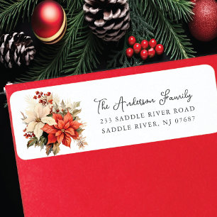 Red Poinsettia Flower Return Address