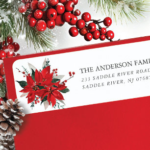 Red Poinsettia Flower Return Address