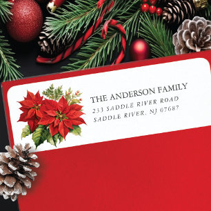 Red Poinsettia Flower Return Address