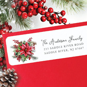 Red Poinsettia Flower Return Address