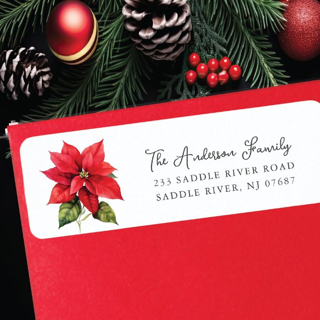Red Poinsettia Flower Return Address (Creator Uploaded)