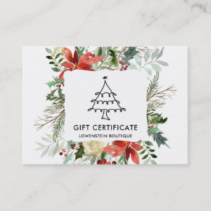 Red Poinsettia Flowers Christmas Gift Certificate