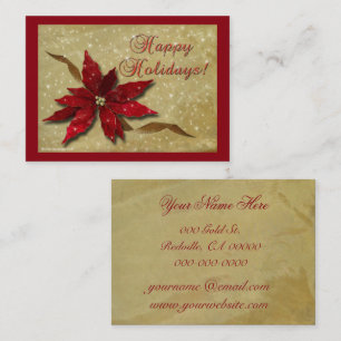 Red Poinsettia Gold Business Card