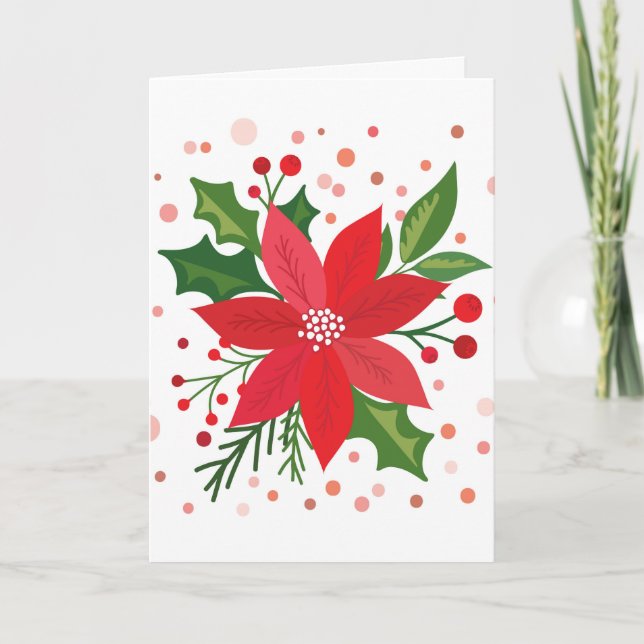 Red Poinsettia Holiday Card (Front)