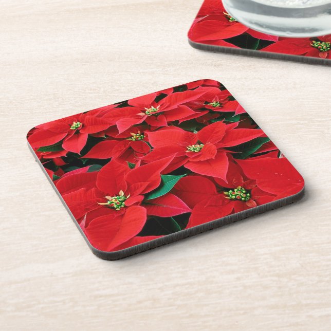 Red Poinsettia Holiday Coaster (Left Side)