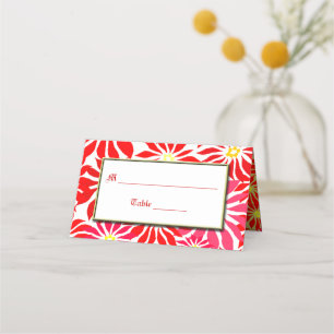 Red Poinsettia Holiday Custom Place Cards