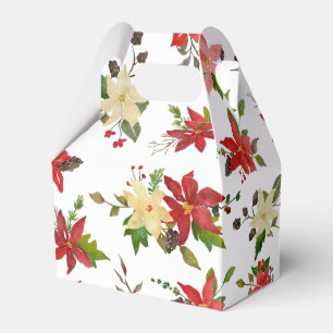 Red Poinsettia Holiday Floral Pattern Favour Box