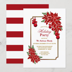 Red Poinsettia Holiday Party Invitation