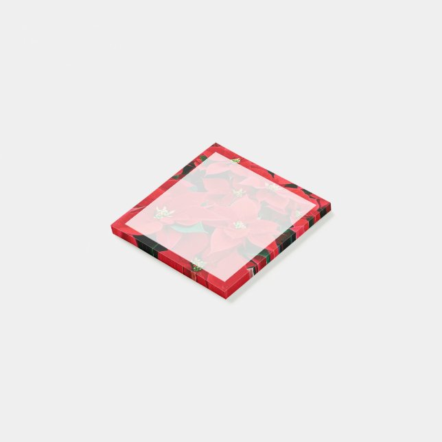 Red Poinsettia Holiday Post-it Notes (Angled)