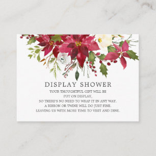 Red Poinsettia Holly Bridal Shower Display Shower Enclosure Card
