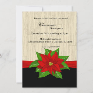 Red Poinsettia Invitation