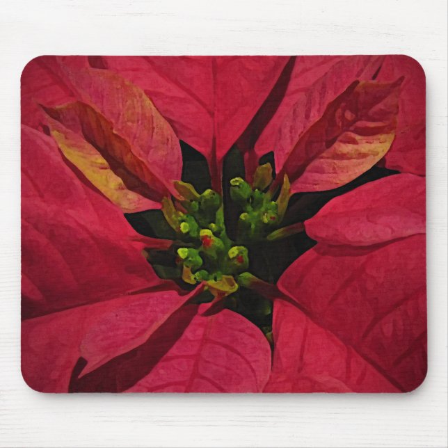 Red Poinsettia Mouse Mat (Front)