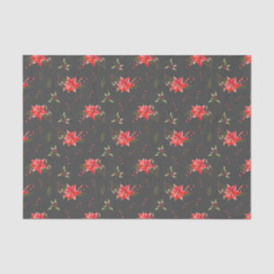 Red Poinsettia Pattern Christmas Tissue Paper