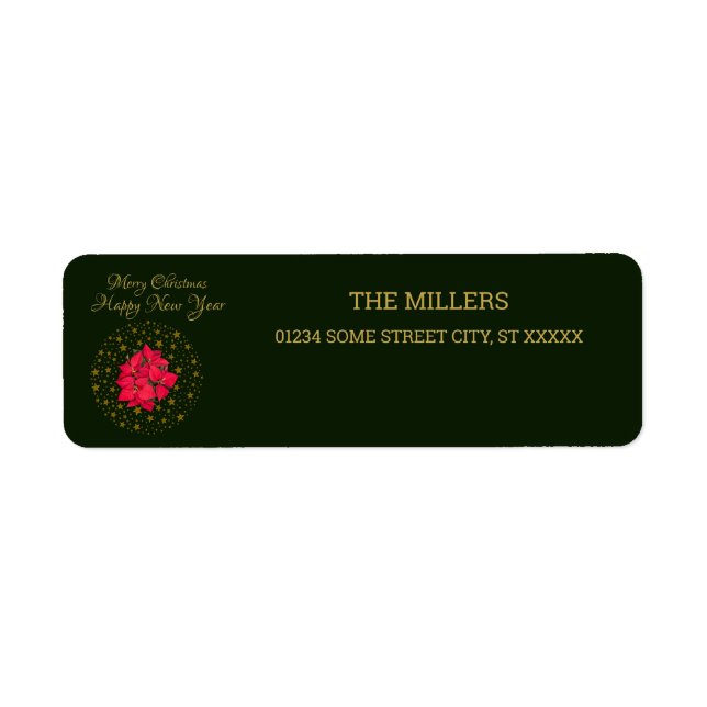 Red Poinsettia Plant on glitter starry green sky (Front)