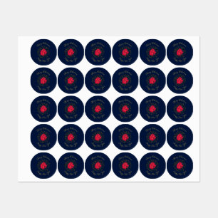 Red Poinsettia Plant on glittering starry blue sky