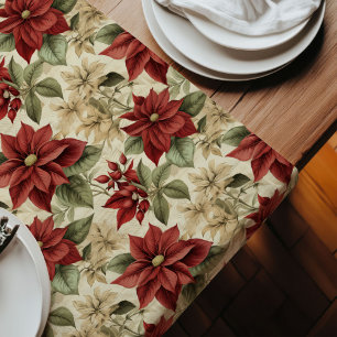 Red Poinsettia Table Runner Classic Holiday Decor