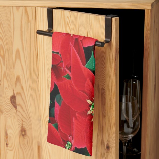 Red Poinsettia Tea Towel (Thirds Fold)
