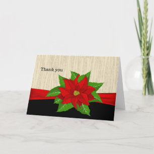 Red Poinsettia Thank You Card