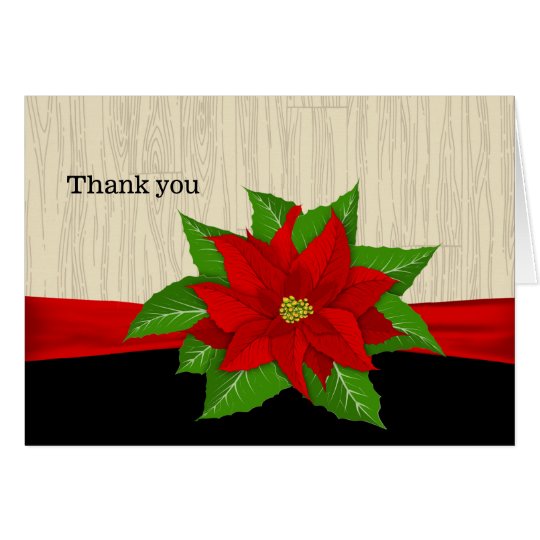 Red Poinsettia Thank You Card