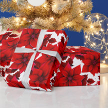 Red Poinsettia Vintage Pastel Christmas Seamless