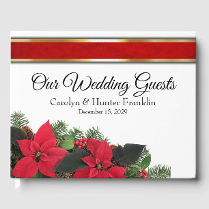 Red Poinsettia Wedding Guest Book