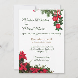 Red Poinsettia Wedding Invitation