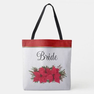 Red Poinsettia Winter Wedding Tote Bag