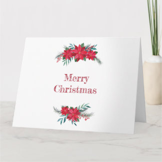 Red Poinsettia Wreath Card