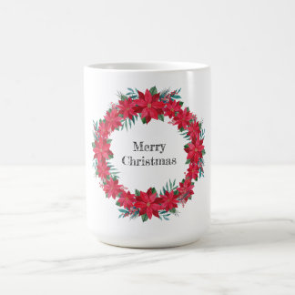 Red Poinsettia Wreath Coffee Mug