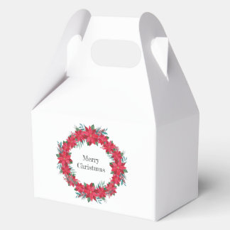 Red Poinsettia Wreath Favour Box