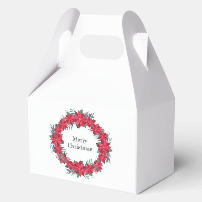 Red Poinsettia Wreath Favour Box (Front)