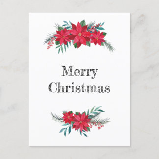 Red Poinsettia Wreath Holiday Postcard