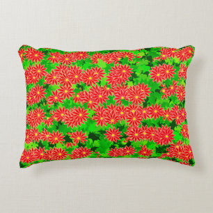 Red Poinsettias and Green Holly Decorative Cushion