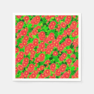 Red Poinsettias and Green Holly Napkin