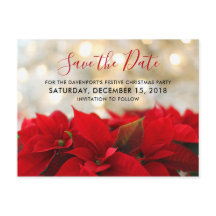Red Poinsettias Christmas Save the Date