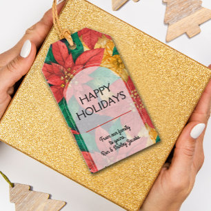 Red Poinsettias Floral Christmas Gift Tags