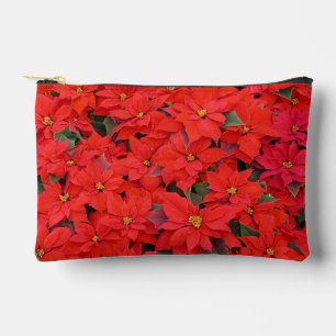 Red Poinsettias I Christmas Holiday Floral Photo Accessory Pouch