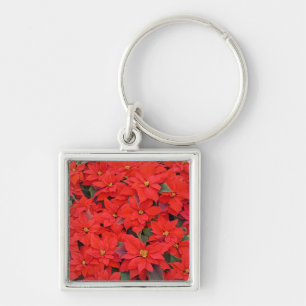 Red Poinsettias I Christmas Holiday Floral Photo Key Ring