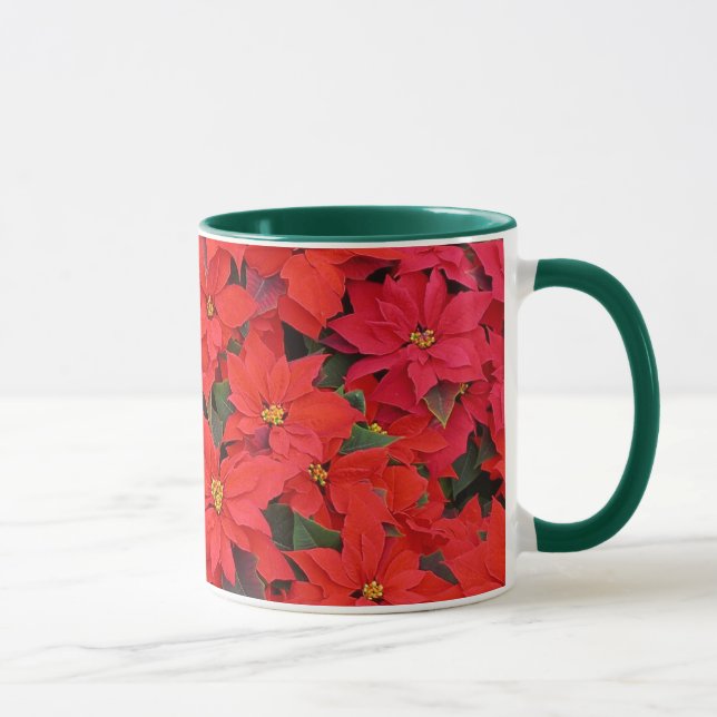 Red Poinsettias I Christmas Holiday Floral Photo Mug (Right)