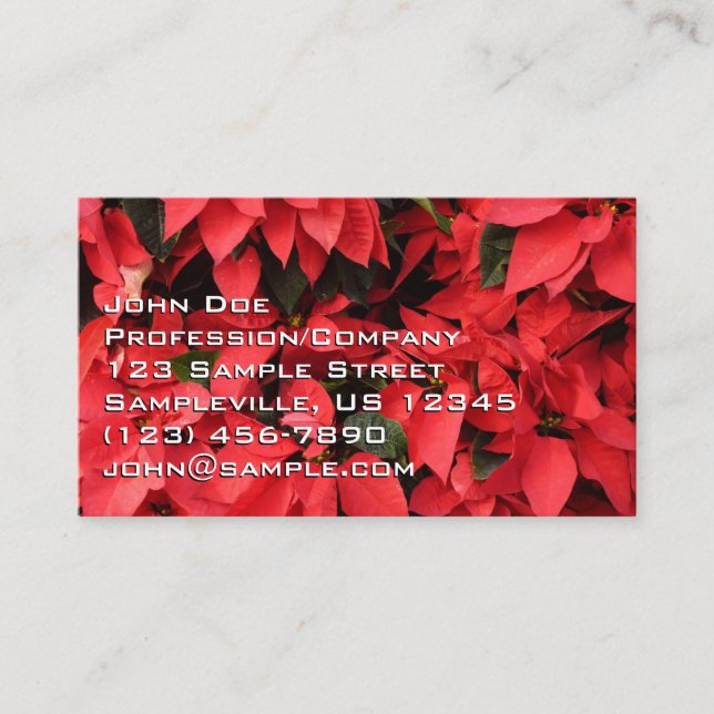 Red Poinsettias II Christmas Holiday Floral Business Card (Front)