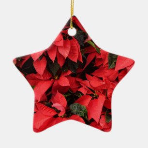 Red Poinsettias II Christmas Holiday Floral Ceramic Tree Decoration
