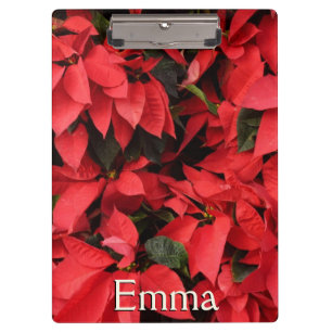 Red Poinsettias II Christmas Holiday Floral Clipboard